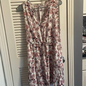 Pink and blue floral dress—knee length